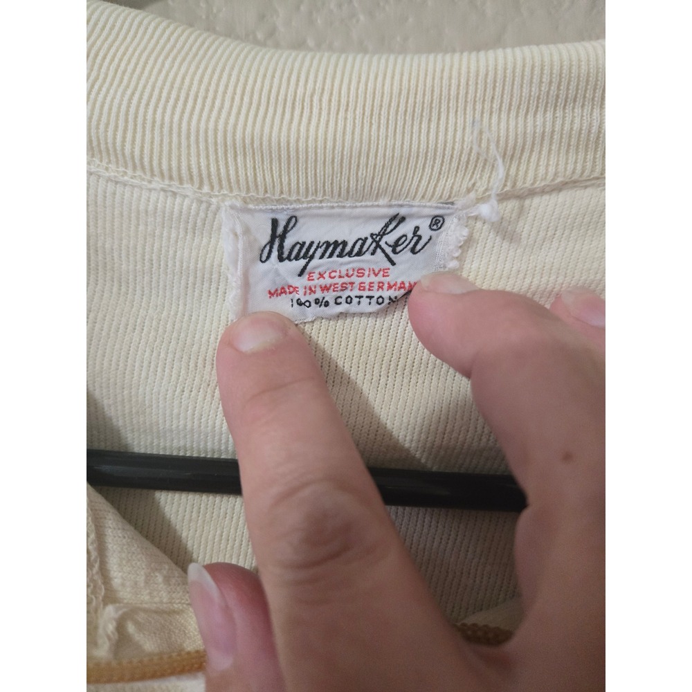 Vintage Rare Haymaker Cream Terry Cloth Full Zip Track Sweatshirt Cotton Medium - Picture 4 of 6